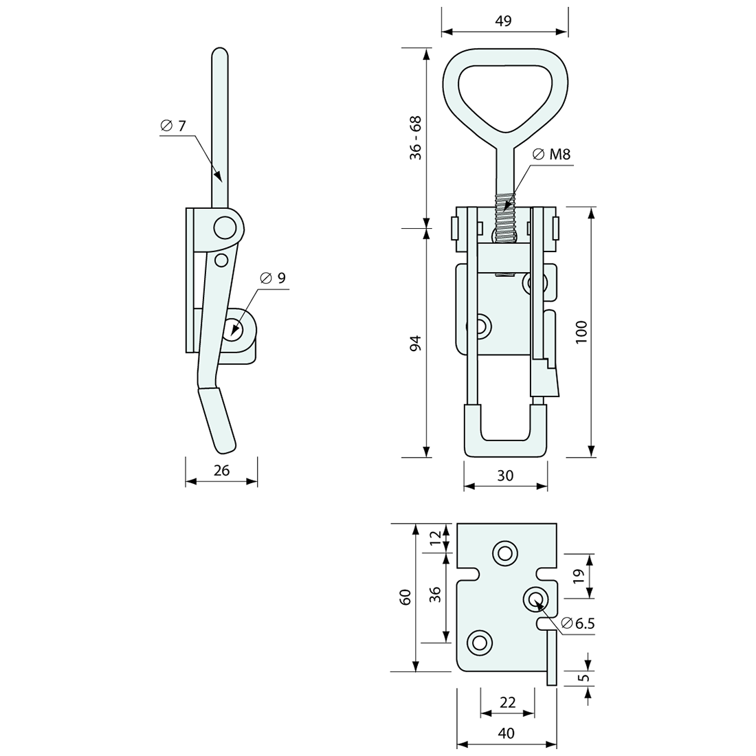 Hold Down Latch Large Safety Catch Zinc Plated 155mm